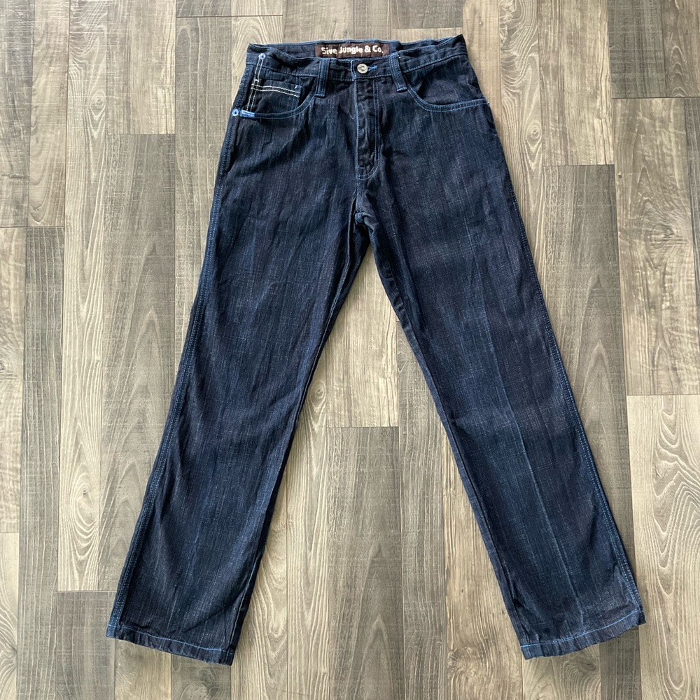 32x31 5ive Jungle & Co Jeans
Embroidered
Straight Leg
Blue Dark Wash